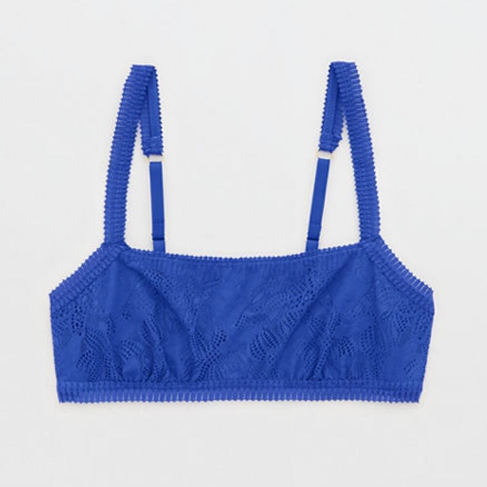 NWT Aerie Coral Lace Bandeau Bralette Women's Poet Blue Size XS
